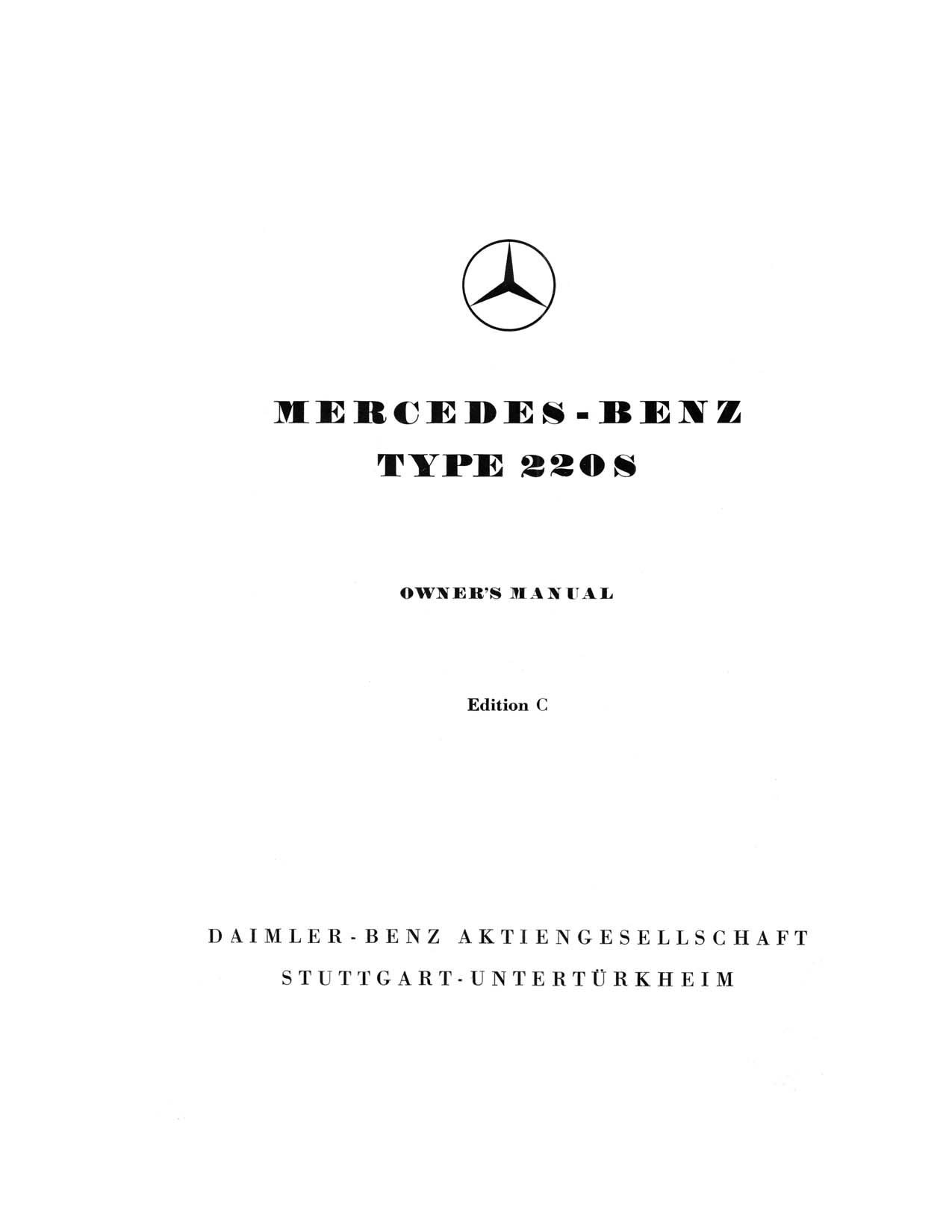 Mercedes-Benz Ponton Type W180 220S Owner's Manual © www.mbzponton.org